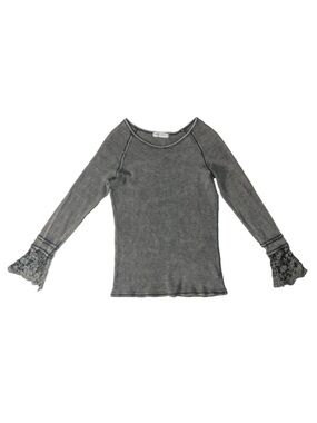 American Able Gray Shirt Bell Sleeve Goth Lace Witchy Large Whimsigoth Fairy